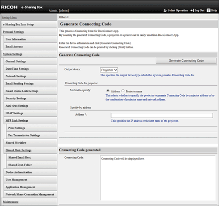 Illustration of e-Sharing Box's screen