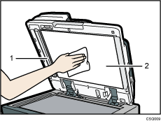 自動原稿送り装置（ADF）のイラスト　説明番号つき