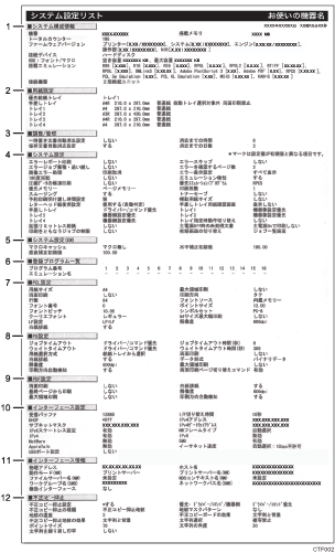 システム設定リストのイラスト 説明番号つき