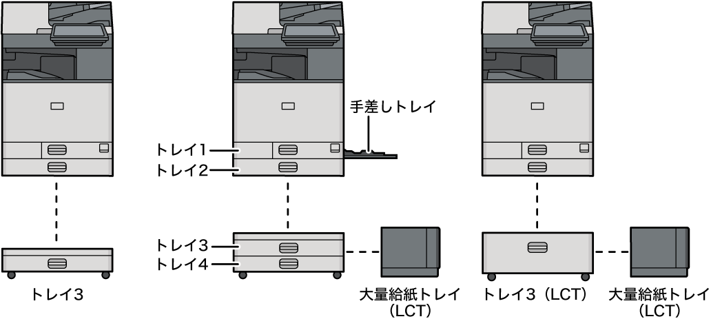 本体と給紙トレイのイラスト