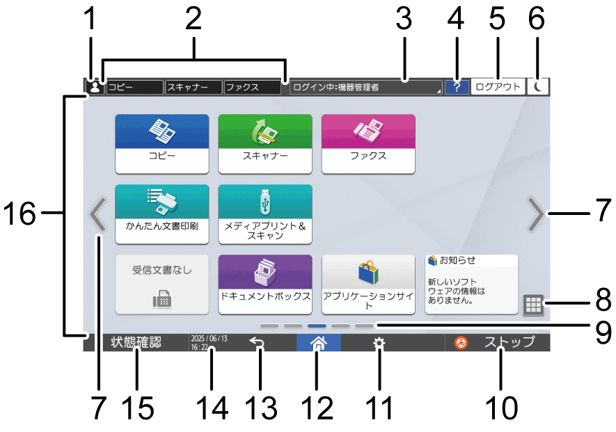 本体画面のイラスト 説明番号つき