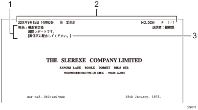 相手先受信紙の印字情報のイラスト 説明番号つき