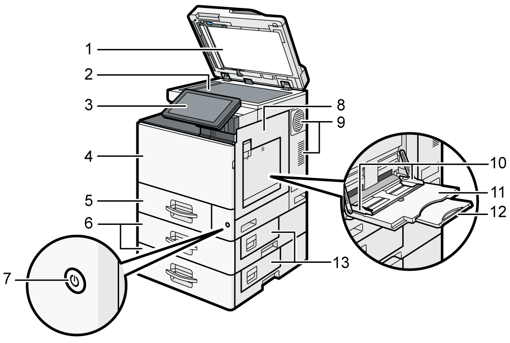 本体全体のイラスト 説明番号つき