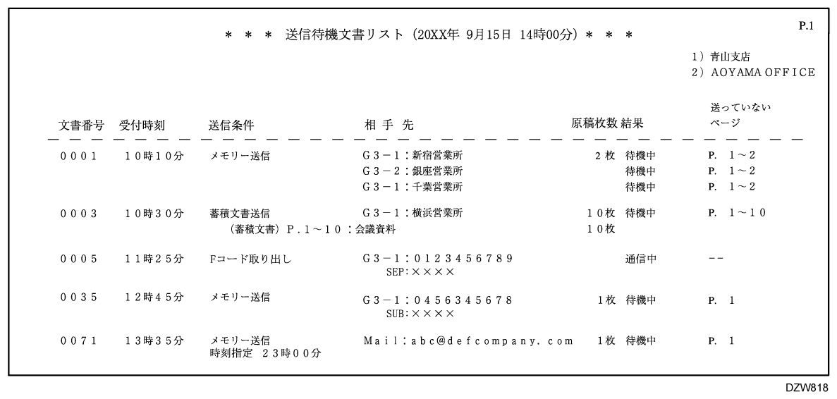 送信待機文書リストのイラスト