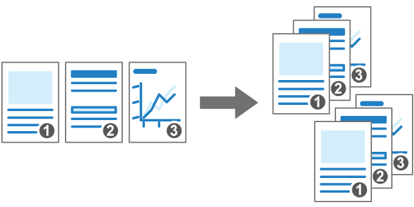 ページごとに並べてコピーするイメージのイラスト