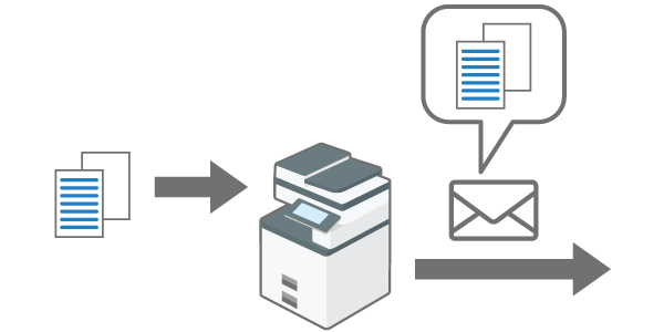 スキャンしてメールで送信するイメージのイラスト