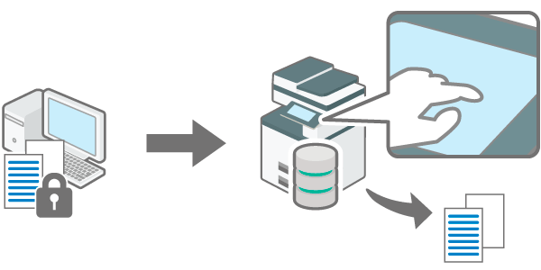 印刷文書を本機に蓄積する(パスワード)イメージのイラスト