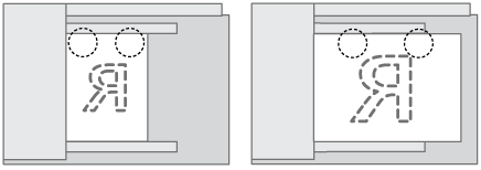 ステープルまたはパンチで上２ヵ所を指定するとき方向のイメージイラスト