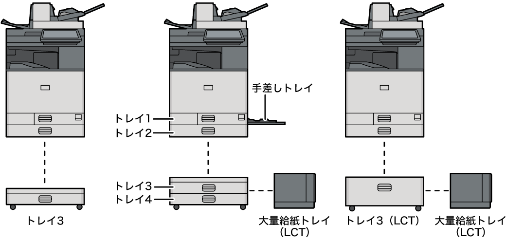 本体と給紙トレイのイラスト