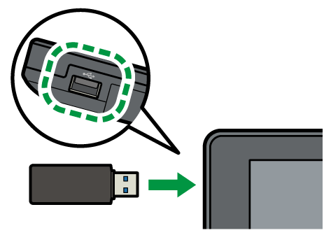 USBメモリーを取り付けるイメージイラスト