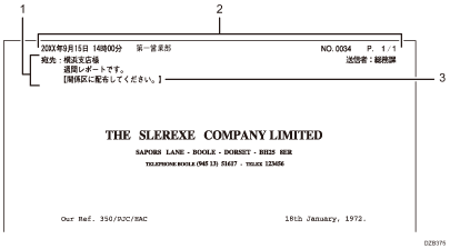 相手先受信紙の印字情報のイラスト 説明番号つき