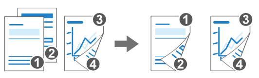 片面と両面が混在した原稿をコピーするイメージイラスト