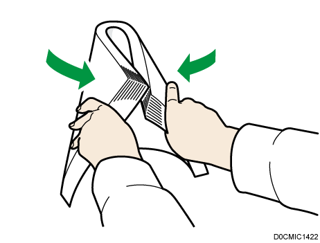 用紙のほぐしかたのイラスト