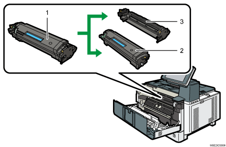 プリンター本体のイラスト 説明番号つき