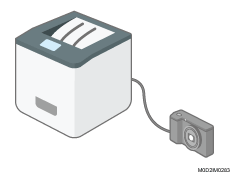 プリンターとデジタルカメラを接続するイラスト