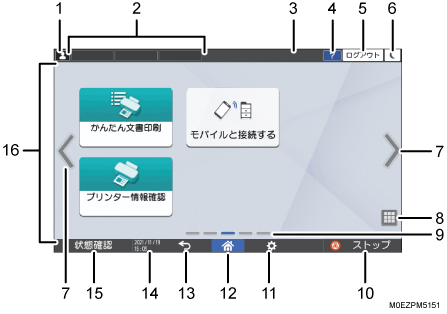 本体画面のイラスト 説明番号つき
