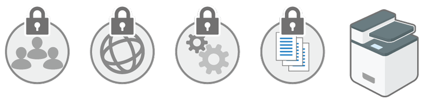 複合機のセキュリティー脅威に対策するイメージイラスト