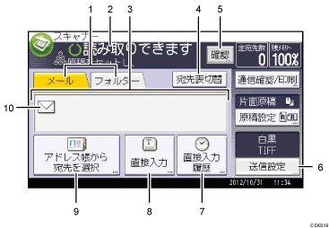 本体画面のイラスト 説明番号つき