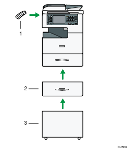 外部に取り付けるオプションのイメージイラスト 説明番号つき