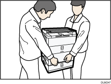 本機を持ち上げるイラスト