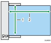 自動原稿送り装置(ADF)にセットしたときの最大読み取り範囲のイメージイラスト