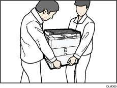 本機を持ち上げるイラスト