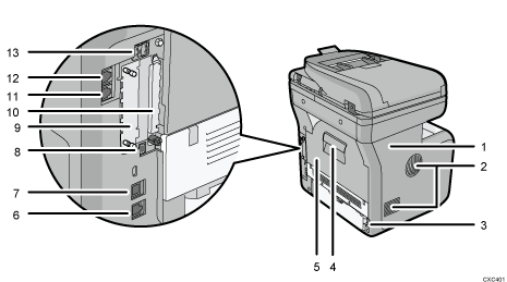 本体背面(左側)のイラスト 説明番号つき