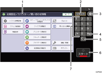 本体画面のイラスト 説明番号つき