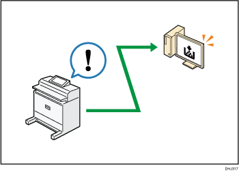 パソコンから本機の状態を監視・設定するイメージのイラスト