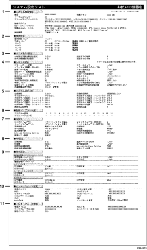 システム設定リストのイラスト 説明番号つき