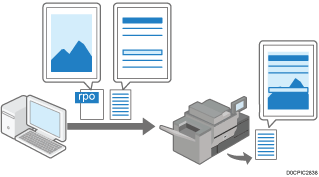 データを重ね合わせ印刷するイメージイラスト