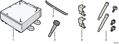 専用テーブルの同梱品イラスト 説明番号つき