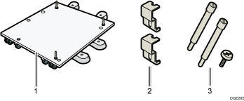 専用キャスターの同梱品イラスト 説明番号つき
