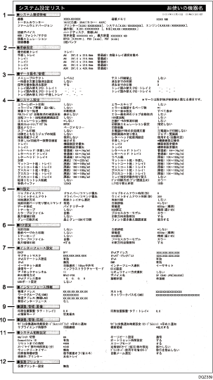 システム設定リストのイラスト 説明番号つき