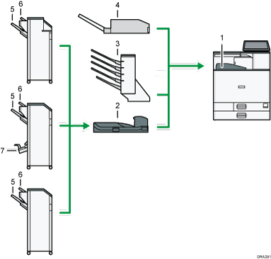 排紙トレイのイラスト 説明番号つき