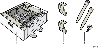 2000枚給紙テーブルの同梱品イラスト 説明番号つき
