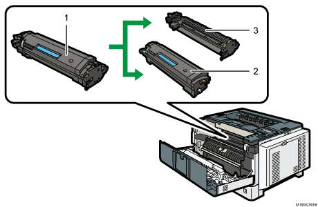 プリンター本体のイラスト 説明番号つき