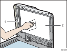自動原稿送り装置（ADF）のイラスト　説明番号つき
