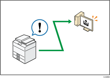 パソコンから本機の状態を監視・設定するイメージのイラスト