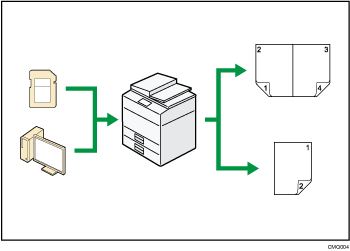 さまざまな機能を活用したプリンター印刷のイメージイラスト