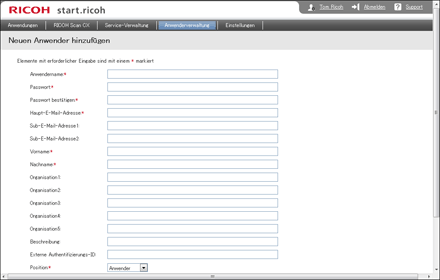 Webbrowser-Bildschirmdarstellung