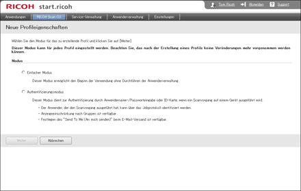 Webbrowser-Bildschirmdarstellung
