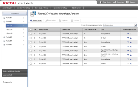 Webbrowser-Bildschirmdarstellung