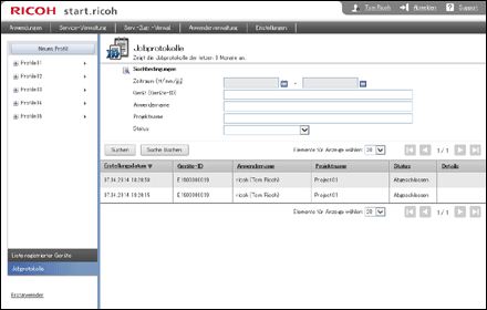 Webbrowser-Bildschirmdarstellung