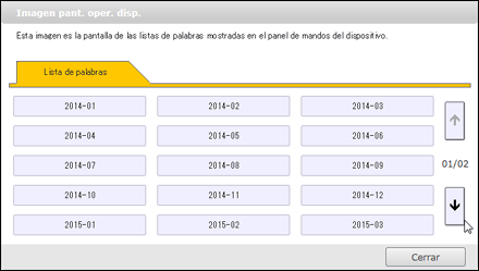 Ilustración de la pantalla panel de mandos