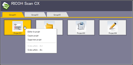 Illustration de l'écran du panneau de commande
