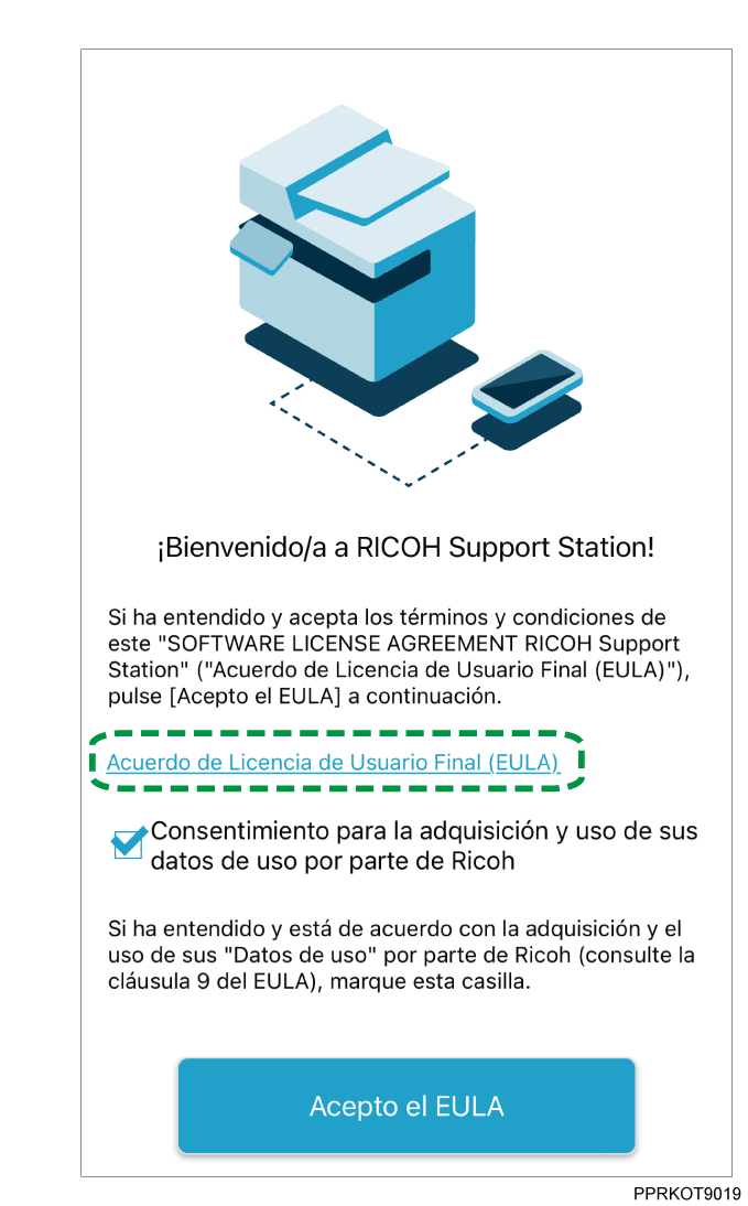 Ilustración de la pantalla de la aplicación