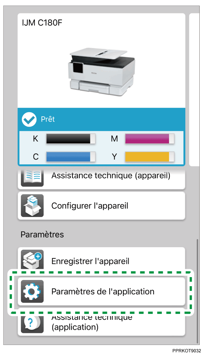 Illustration de l'écran d'application