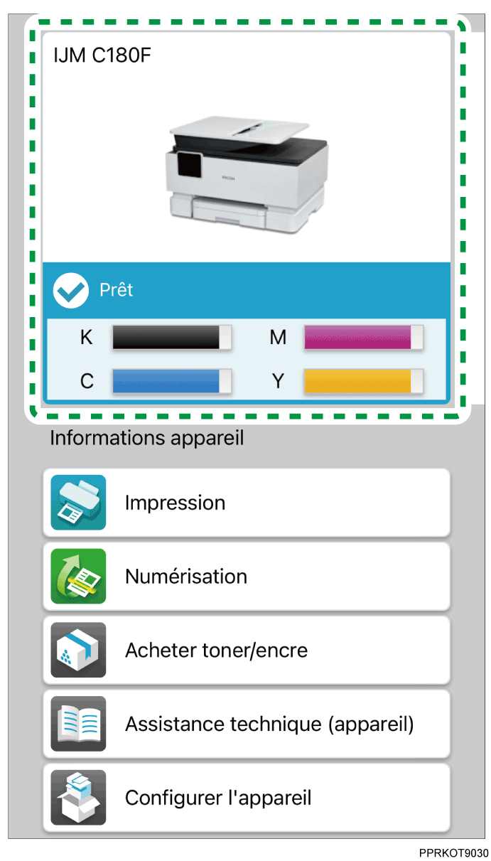 Illustration de l'écran d'application