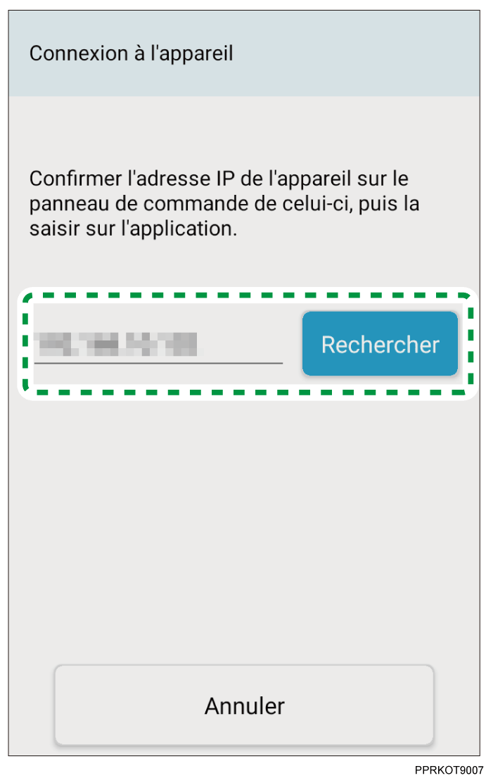 Illustration de l'écran d'application